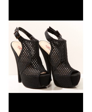 3423-1 latticed platform heels - black