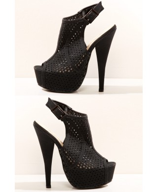 3423-1 latticed platform heels - black