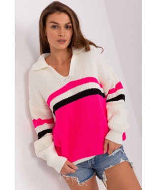 Sweter Damski Model BA-SW-8054.91P Ecru/Fluo Pink - Badu